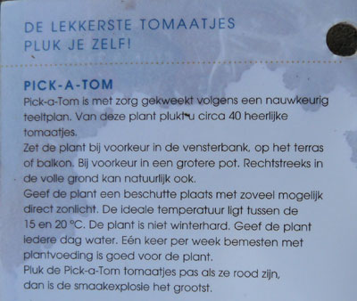 Tomaat Pick a Tom tomaat beschrijving