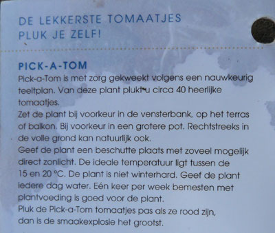 Tomaat Pick a Tom tomaat beschrijving - Klik op de afbeelding om het venster te sluiten